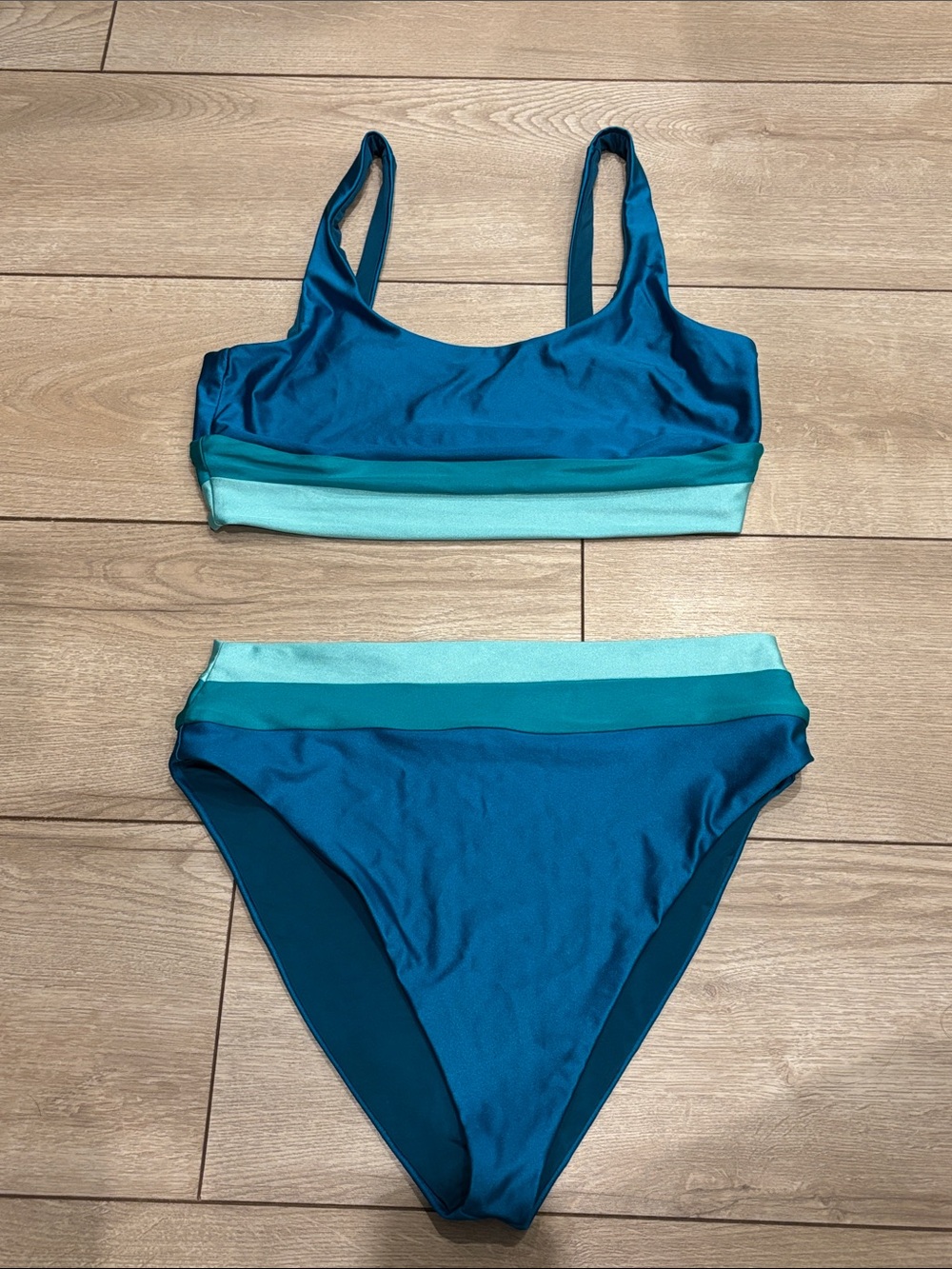 Beach Riot Two-Piece Bikini in Teal and Aqua